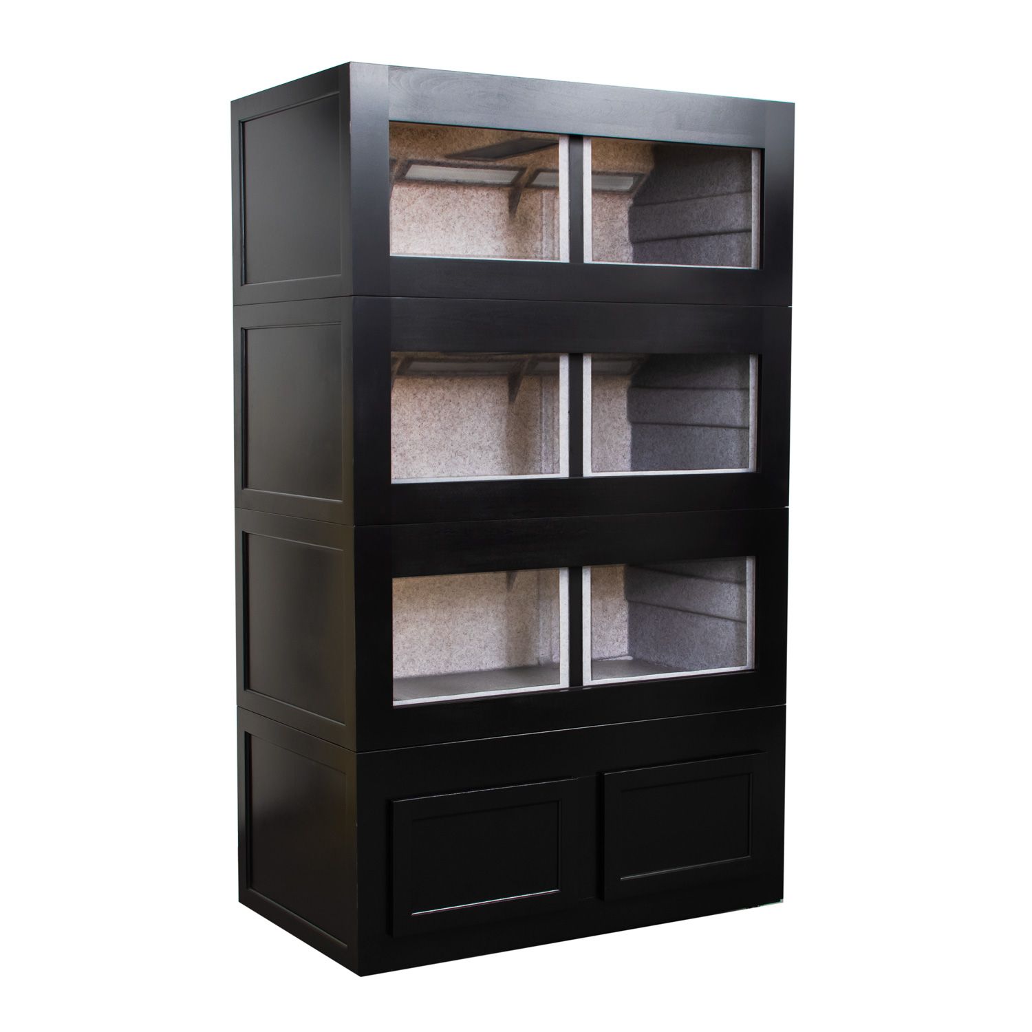 Model 422 Wood Rack - 3 Units with Stand - Maple Black Paint - empty left