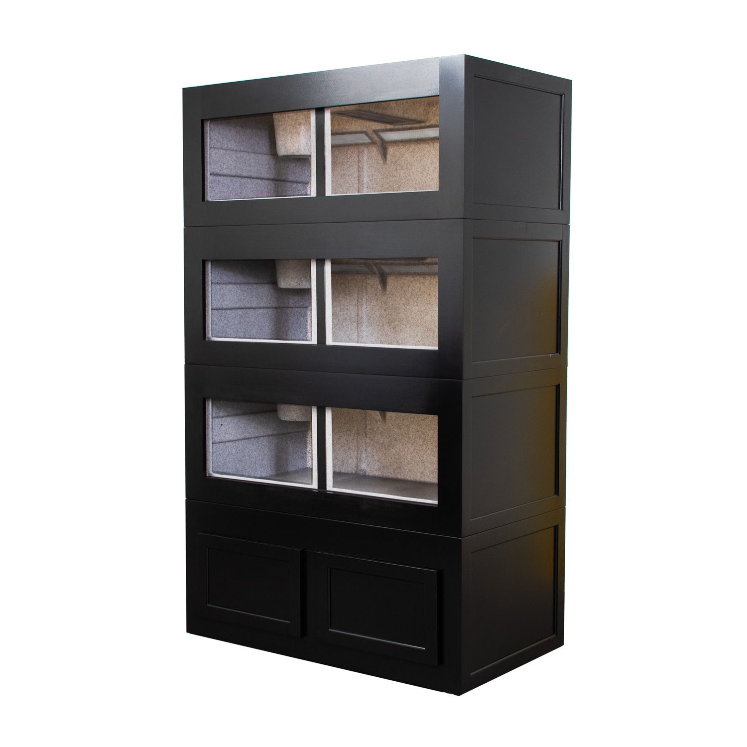 Model 422 Wood Rack - 3 Units with Stand - Maple Black Paint - empty