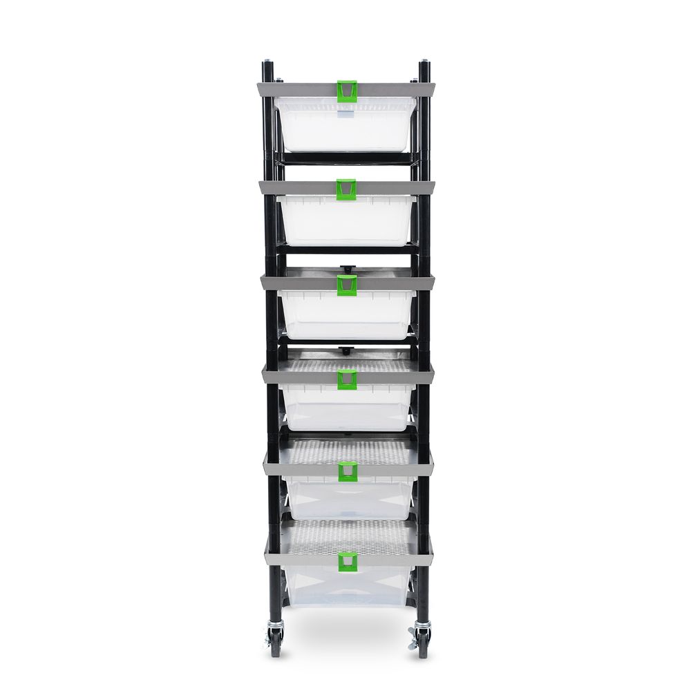 Angle view of a 1x single wide V-35 3 Section Rodent Versa-Rack