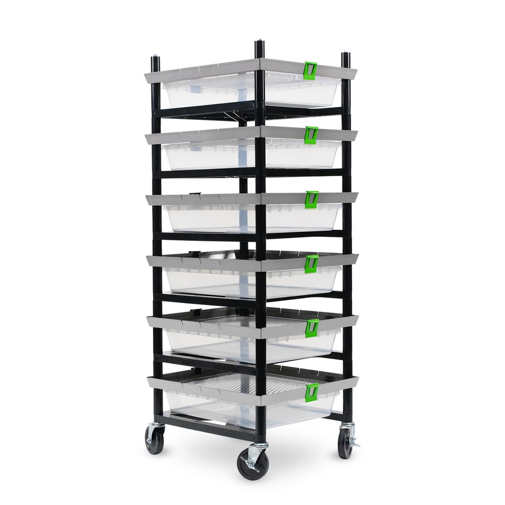 Angle view of a Shallow single wide V-35s 2 Section Rodent Versa-Rack