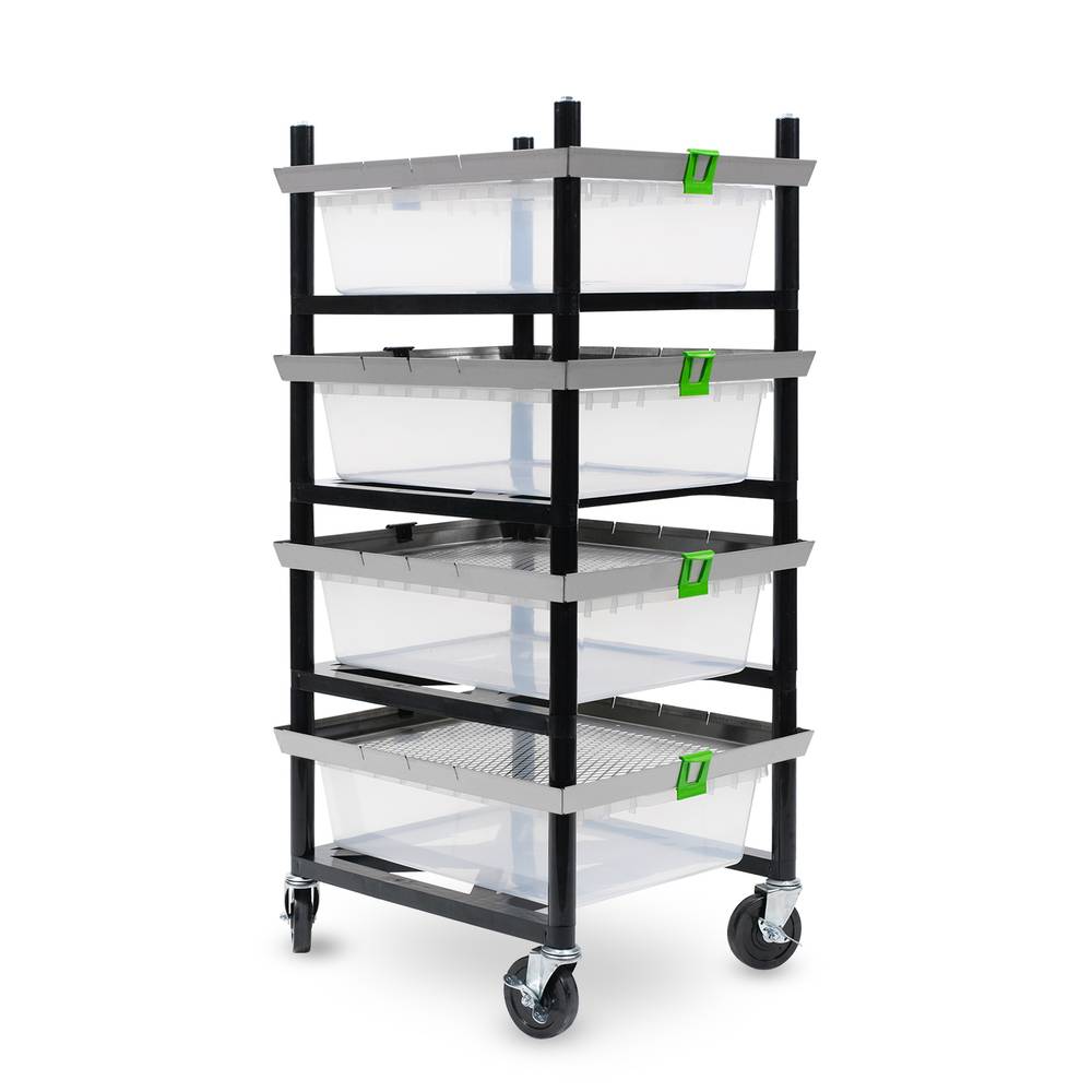 Angle view of a 1x single wide V-35 2 Section Rodent Versa-Rack