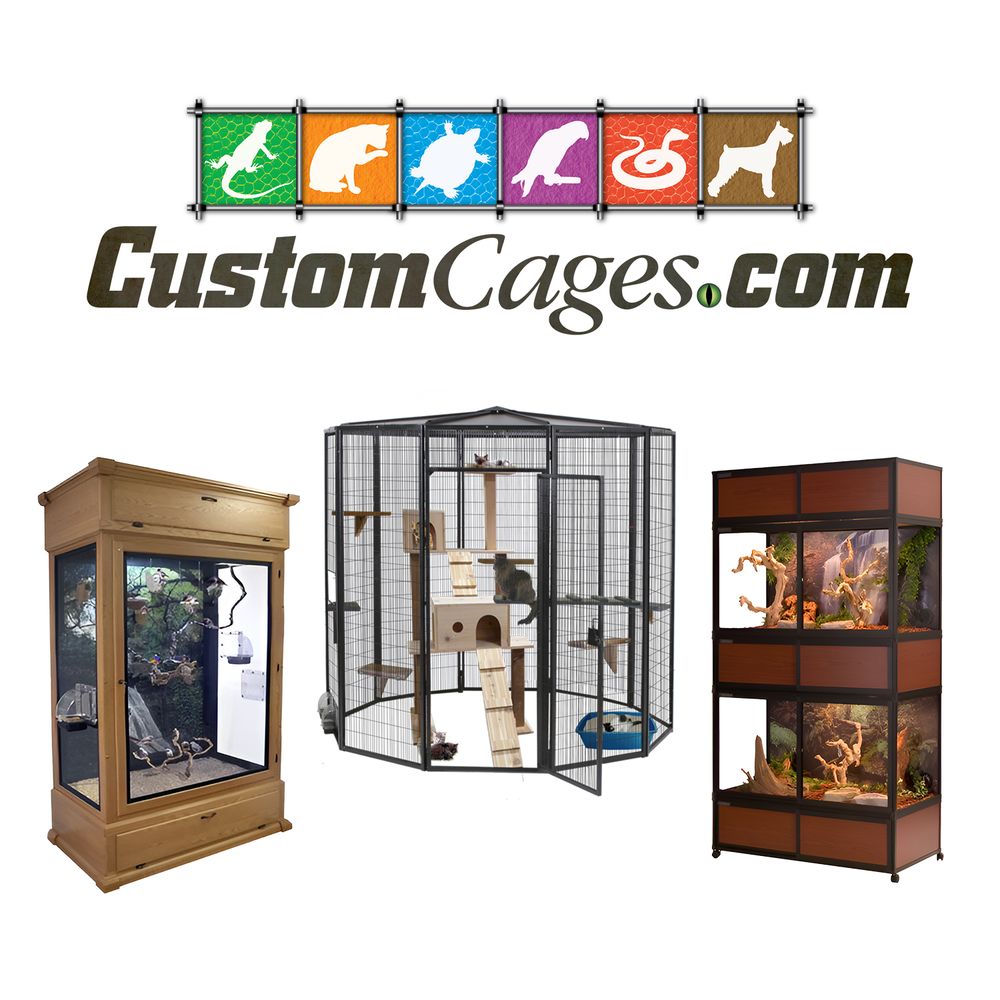 Custom Cages logo with animal enclosures