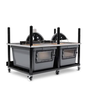 Vision Slotted Stainless Steel Reptile Versa-Rack High Profile Lighting 1 Section V-35-2X Gray Tub with Access Door on 1 Short Side