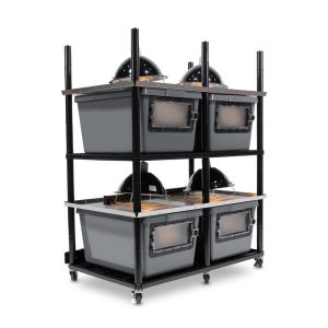 Vision Slotted Stainless Steel Reptile Versa-Rack High Profile Lighting 2 Sections V-35-2X Gray Tub with Access Door on 1 Short Side