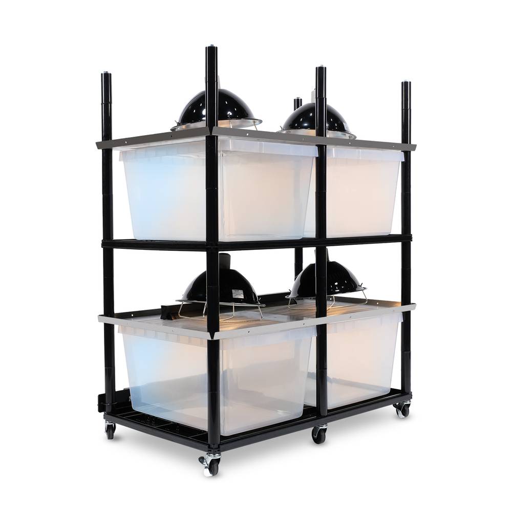 Vision Slotted Stainless Steel Reptile Versa-Rack High Profile Lighting V-35-2X 2 Sections Angled View