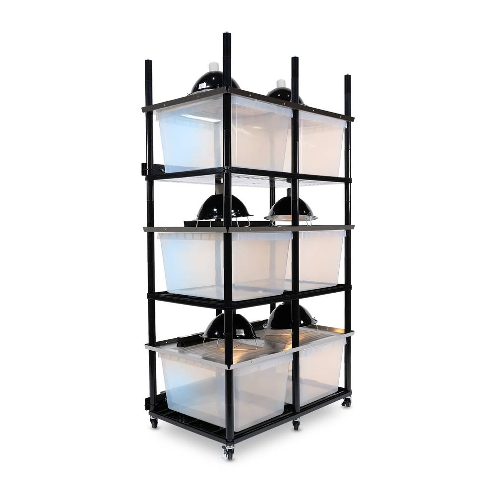 Vision Slotted Stainless Steel Reptile Versa-Rack High Profile Lighting V-35-2X 3 Sections Angled View
