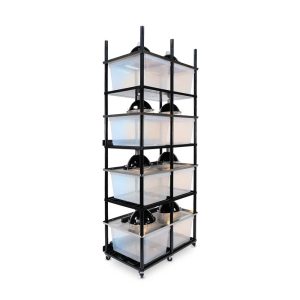 Vision Slotted Stainless Steel Reptile Versa-Rack High Profile Lighting V-35-2X 4 Sections Angled View