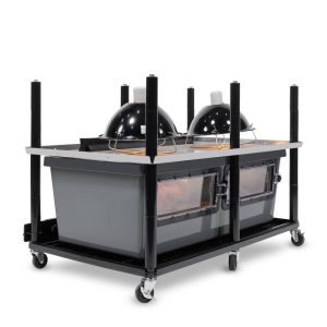 Vision Slotted Stainless Steel Reptile Versa-Rack High Profile Lighting 1 Section V-70-2X Gray Tub with Access Doors on 1 Long Side