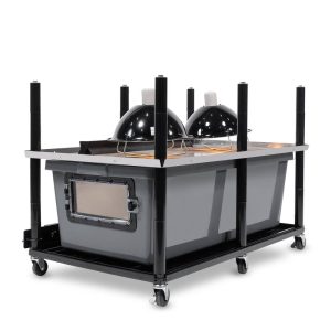 Vision Slotted Stainless Steel Reptile Versa-Rack High Profile Lighting 1 Section V-70-2X Gray Tub with Access Door on 1 Short Side