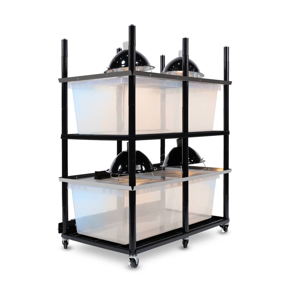 Vision Slotted Stainless Steel Reptile Versa-Rack High Profile Lighting V-70-2X 2 Sections Angled View
