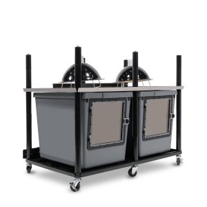 Vision Slotted Stainless Steel Reptile Versa-Rack High Profile Lighting 1 Sections V-35-3X Gray Tubs with Access Door on Short Side