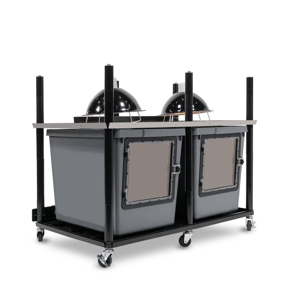 Vision Slotted Stainless Steel Reptile Versa-Rack High Profile Lighting 1 Sections V-35-3X Gray Tubs with Access Door on Short Side