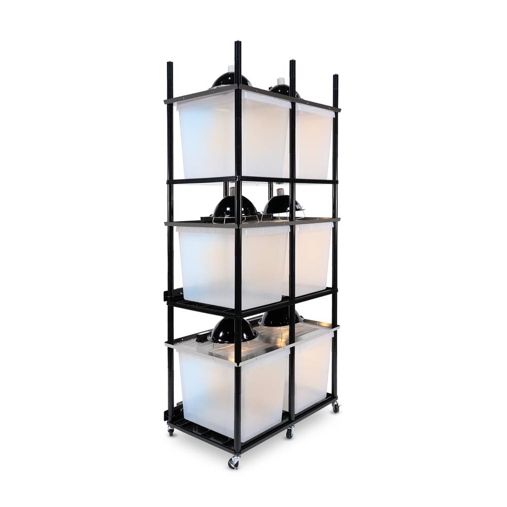 Vision Slotted Stainless Steel Reptile Versa-Rack High Profile Lighting V-35-3X 3 Sections Angled View