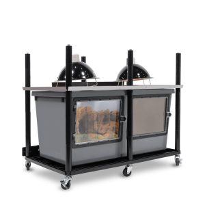 Vision Slotted Stainless Steel Reptile Versa-Rack High Profile Lighting 1 Section V-70-3X Gray Tubs with Access Doors on Long Side