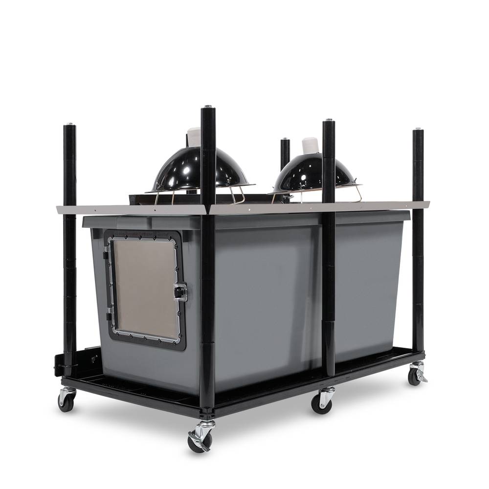 Vision Slotted Stainless Steel Reptile Versa-Rack High Profile Lighting 1 Section V-70-3X Gray Tubs with Access Door on Short Side