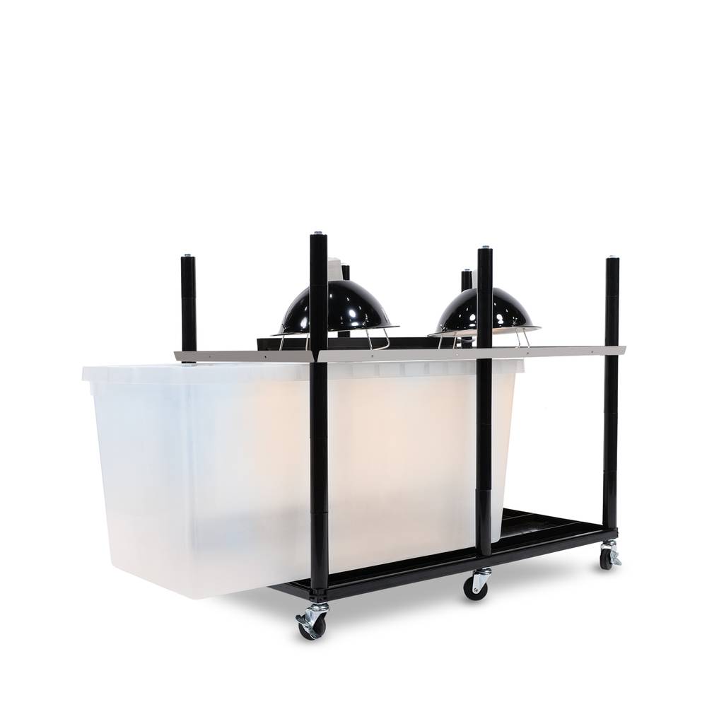 Vision Slotted Stainless Steel Reptile Versa-Rack High Profile Lighting 1 Section V-70-3X with Tub Pulled Out