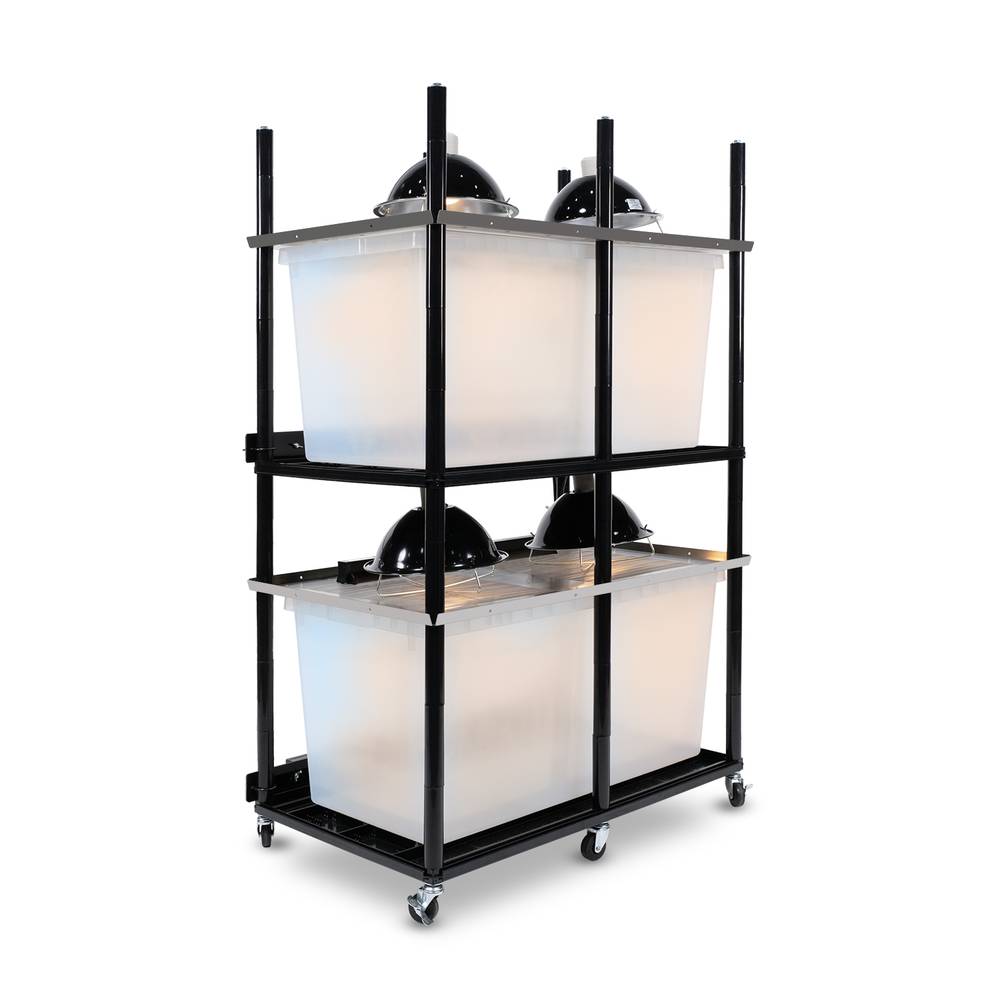 Vision Slotted Stainless Steel Reptile Versa-Rack High Profile Lighting V-70-3X 2 Sections Angled View