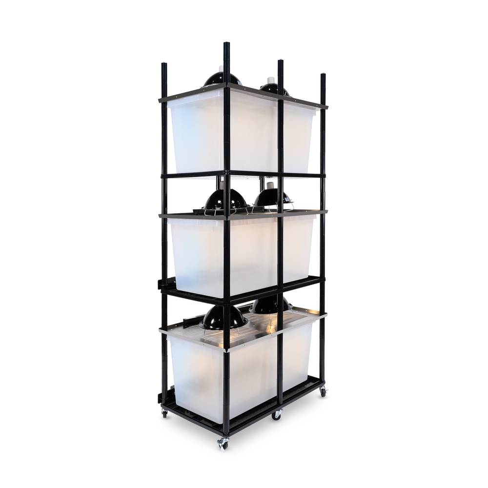 Vision Slotted Stainless Steel Reptile Versa-Rack High Profile Lighting V-70-3X 3 Sections Angled View