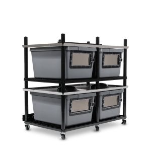 Vision Slotted Stainless Steel Reptile Versa-Rack Low Profile Lighting 1 Section V-35-2X Gray Tubs with Access Door on Short Side