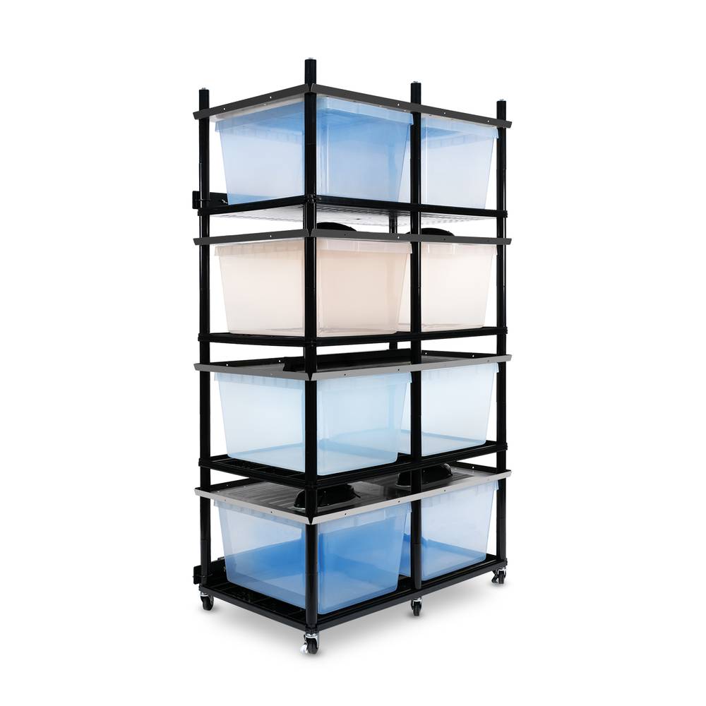 Vision Slotted Stainless Steel Reptile Versa-Rack Low Profile Lighting V-35-2X 2 Sections Angled View