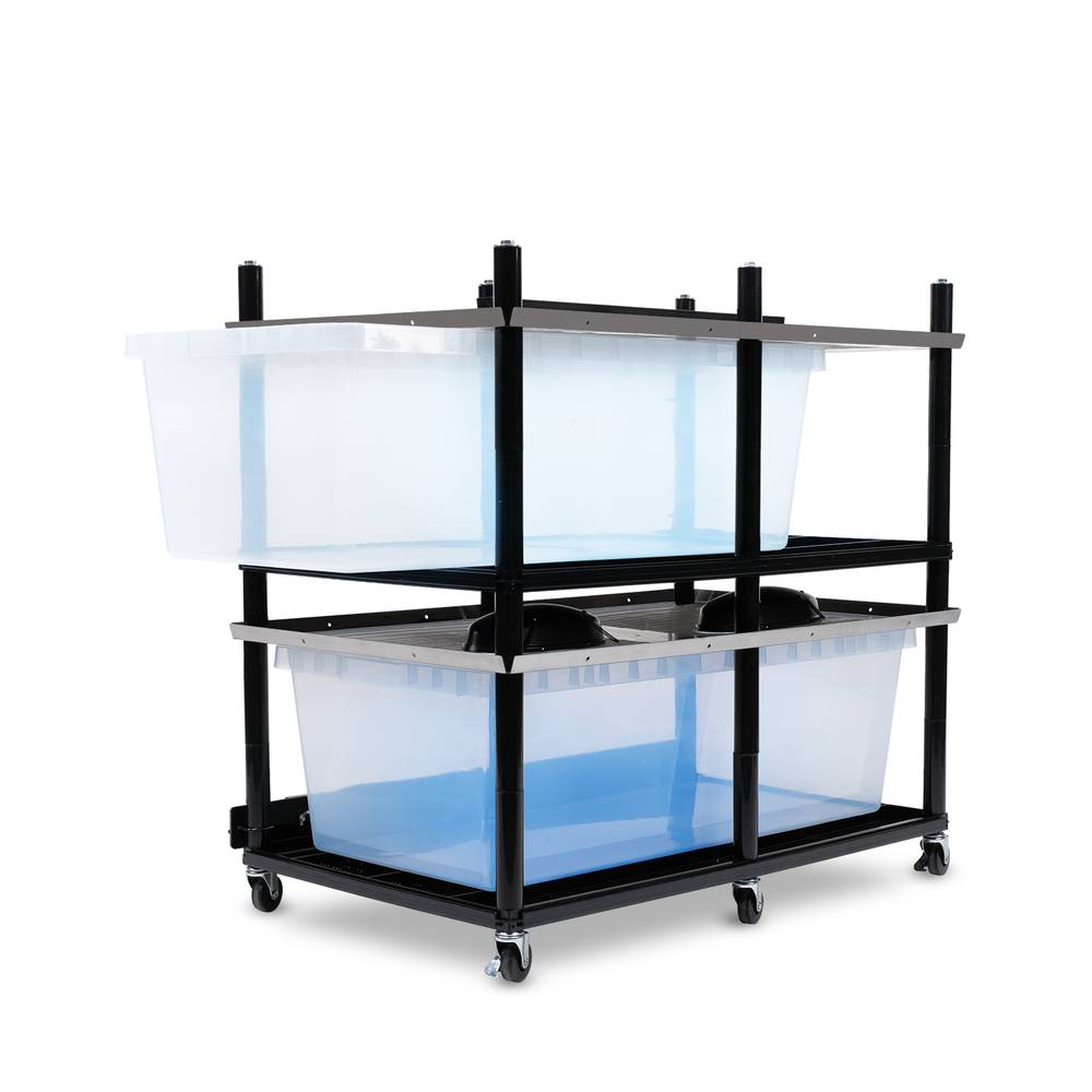 Vision Slotted Stainless Steel Reptile Versa-Rack Low Profile Lighting 1 Section V-70-2X with Tub Pulled Out