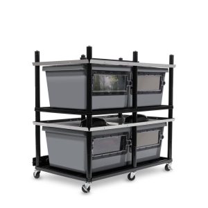 Vision Slotted Stainless Steel Reptile Versa-Rack Low Profile Lighting 1 Section V-70-2X Gray Tubs with Access Doors on Long Side