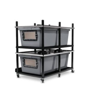 Vision Slotted Stainless Steel Reptile Versa-Rack Low Profile Lighting 1 Section V-70-2X Gray Tubs with Access Door on Short Side