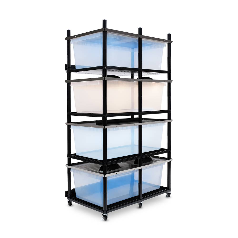 Vision Slotted Stainless Steel Reptile Versa-Rack Low Profile Lighting V-35-2X 2 Sections Angled View
