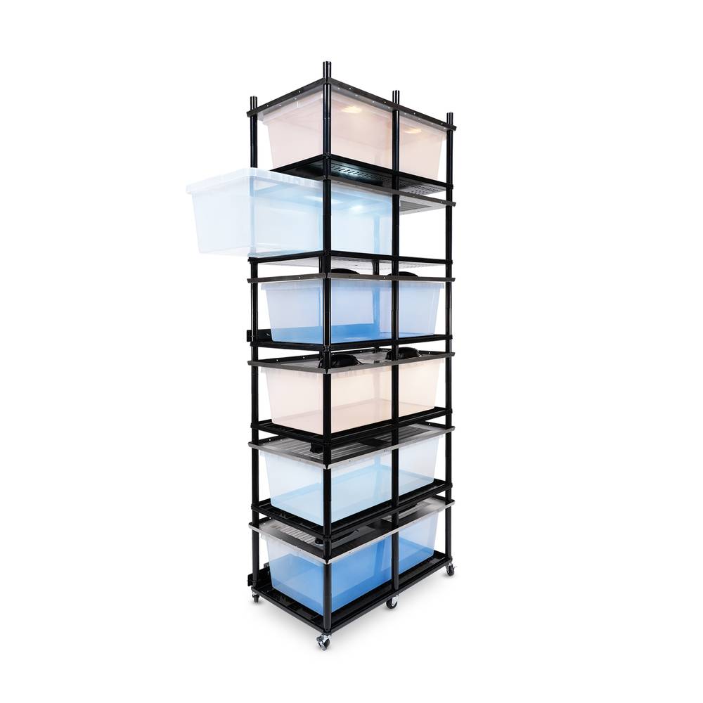 Vision Slotted Stainless Steel Reptile Versa-Rack Low Profile Lighting 3 Section V-70-2X with Tub Pulled Out