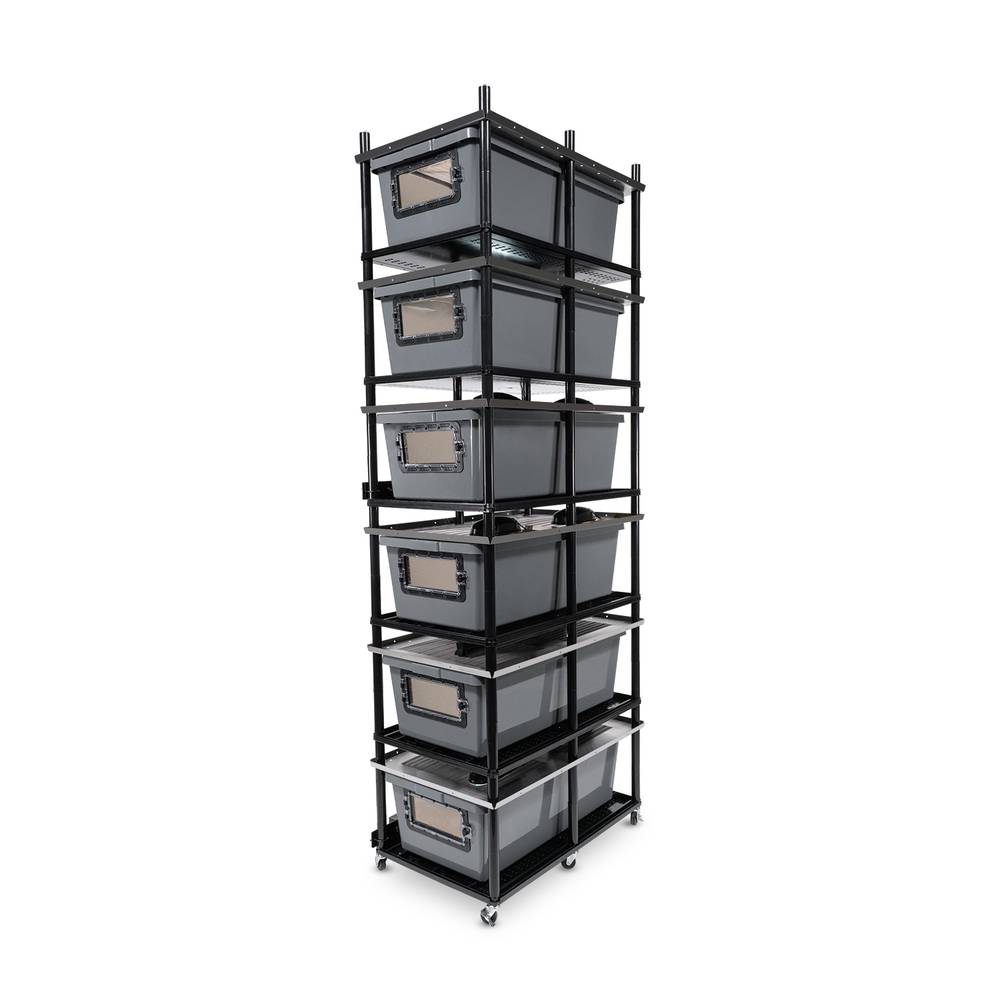 Vision Slotted Stainless Steel Reptile Versa-Rack Low Profile Lighting 3 Sections V-70-2X Gray Tubs with Access Door on Short Side