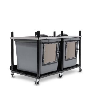 Vision Slotted Stainless Steel Reptile Versa-Rack Low Profile Lighting 1 Section V-35-3X Gray Tubs with Access Door on Short Side