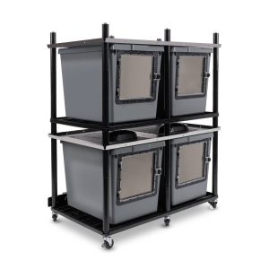 Vision Slotted Stainless Steel Reptile Versa-Rack Low Profile Lighting 2 Sections V-35-3X Gray Tubs with Access Door on Short Side