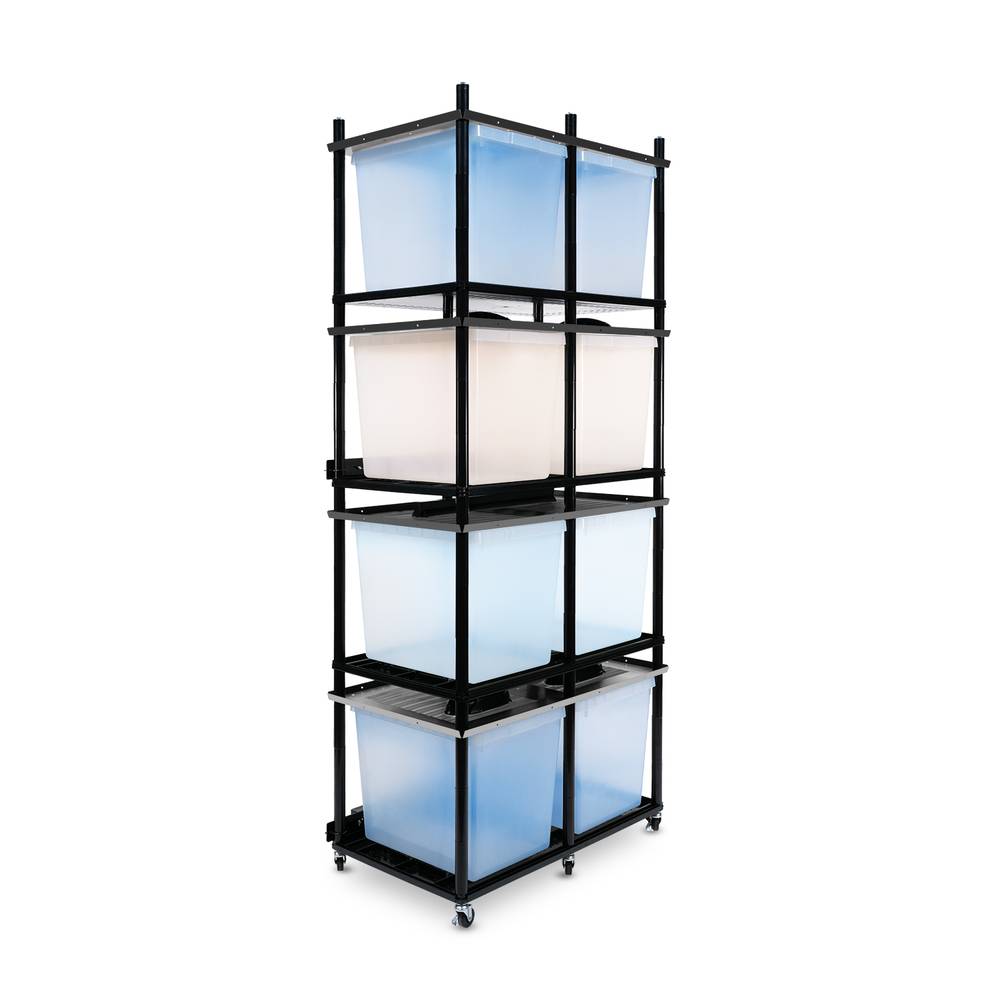 Vision Slotted Stainless Steel Reptile Versa-Rack Low Profile Lighting V-35-3X 4 Sections Angled View