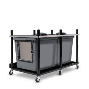 Vision Slotted Stainless Steel Reptile Versa-Rack Low Profile Lighting 1 Section V-70-3X Gray Tubs with Access Door on Short Side