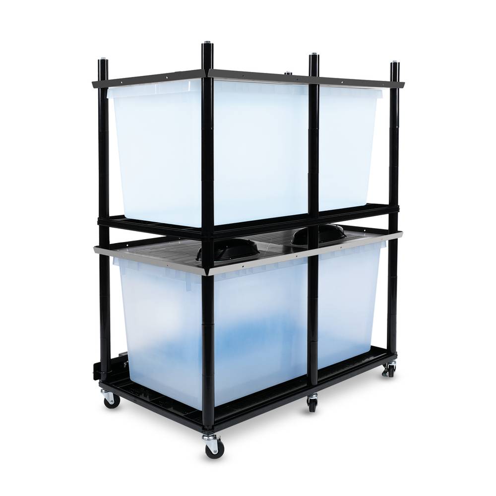 Vision Slotted Stainless Steel Reptile Versa-Rack Low Profile Lighting V-70-3X 2 Sections Angled View