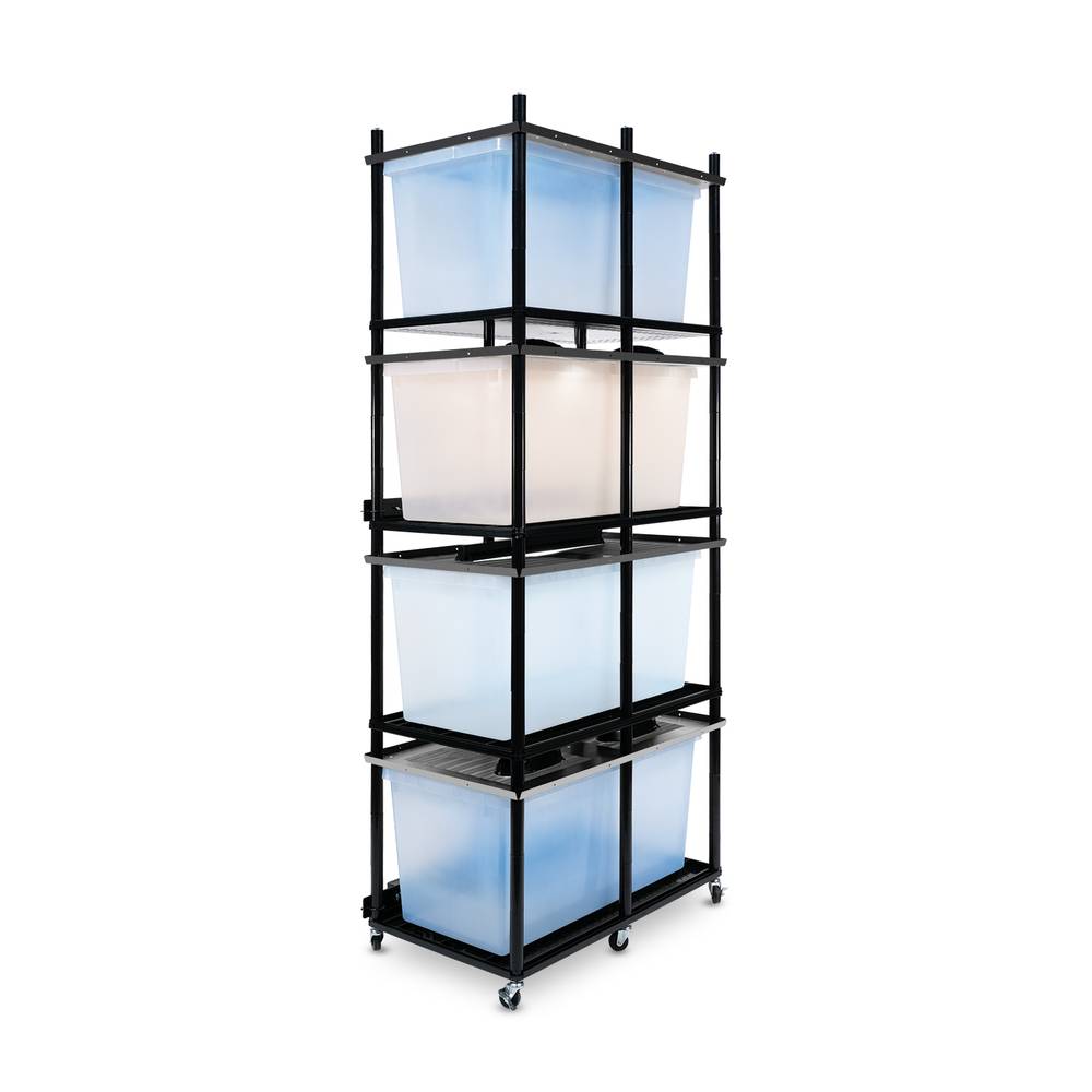 Vision Slotted Stainless Steel Reptile Versa-Rack Low Profile Lighting V-70-3X 4 Sections Angled View